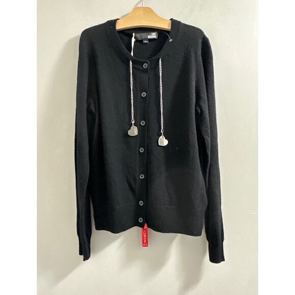🔴Love Moschino Black Wool Blend Cardigan size US 6‎ - Picture 1 of 13